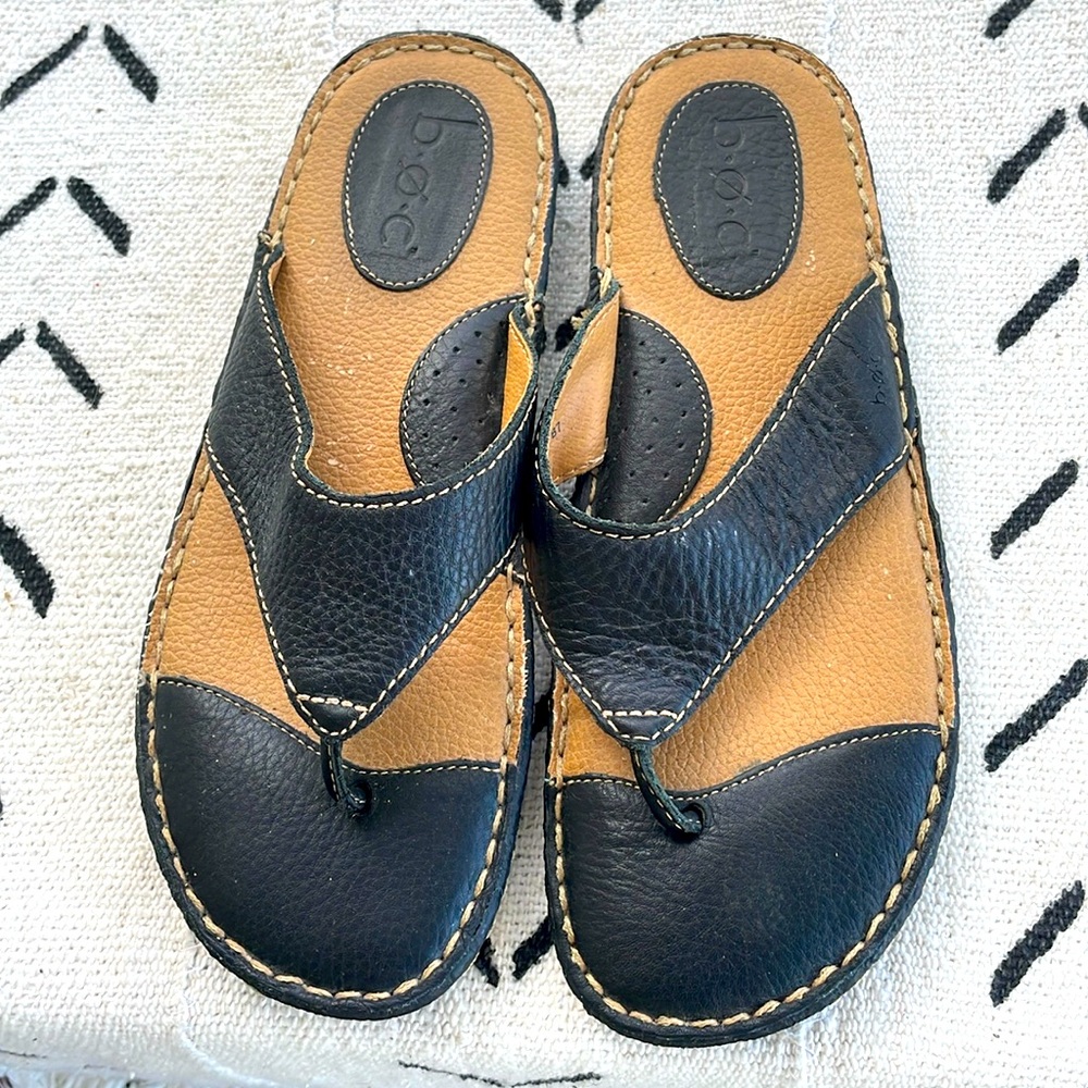B.O.C. Flip/Flops‎ Sandals Black Leather US 9